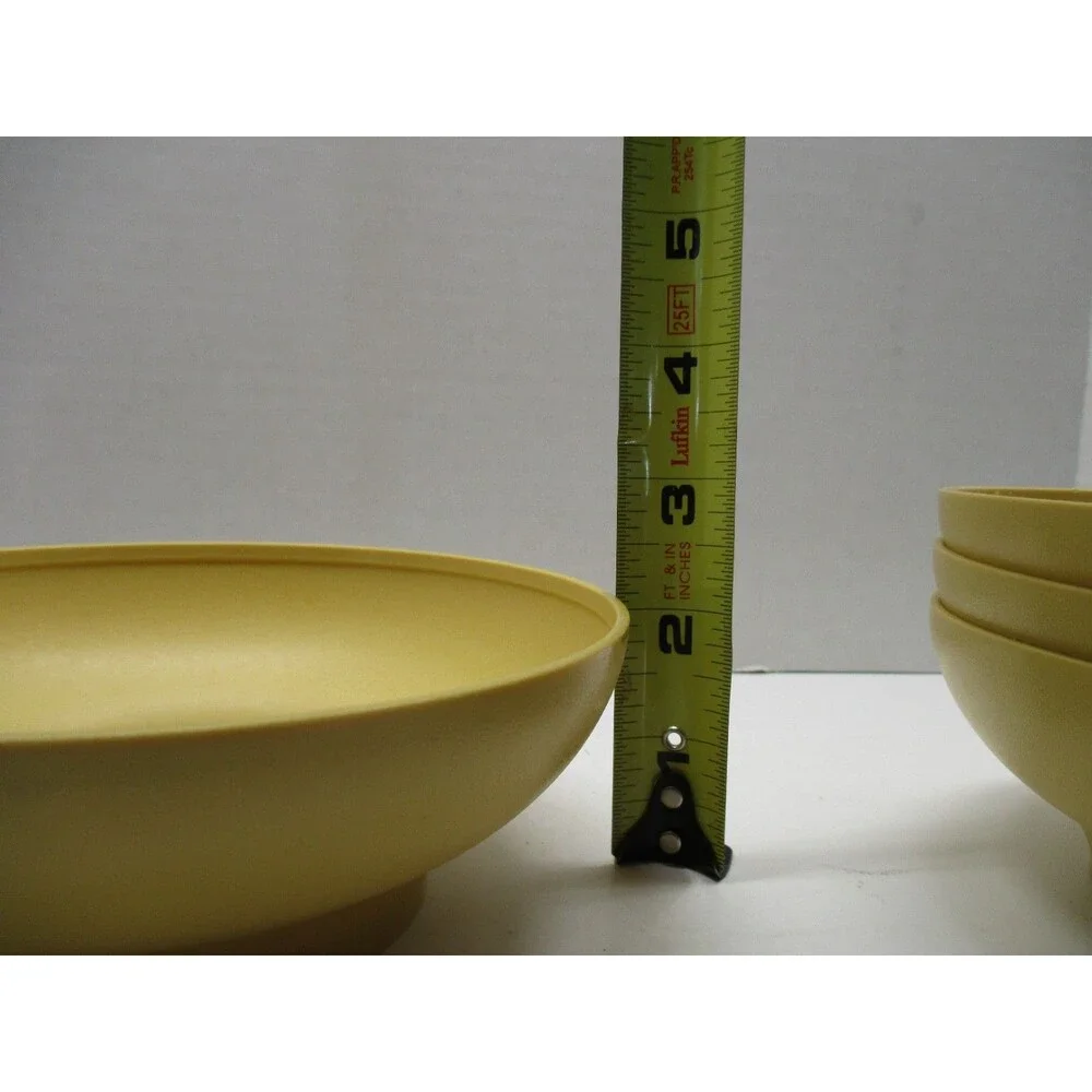 Vintage Tupperware Salad/Cereal Bowls 890 Harvest Gold Yellow Set of 4 VERY NICE